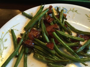 Maple bacon green beans inished and ready to eat