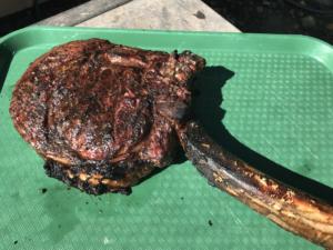 Wagyu Tomahawk Ribeye seared and finished